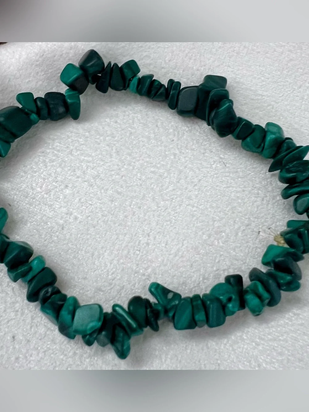 Genuine Malachite Crystal Chip Stretch Bracelet – Healing & Protection Stone